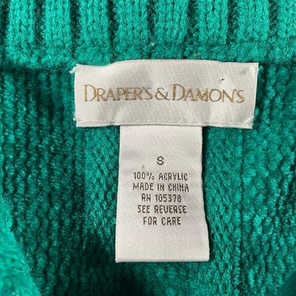 Vintage Women’s Drapers & Damon's Green Acrilyc Textured Full Zip Sweater - Picture 3 of 5